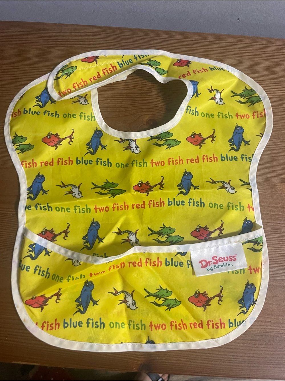 Bumkins Yellow Dr. Seuss One Fish Two Fish Waterproof Baby Bib